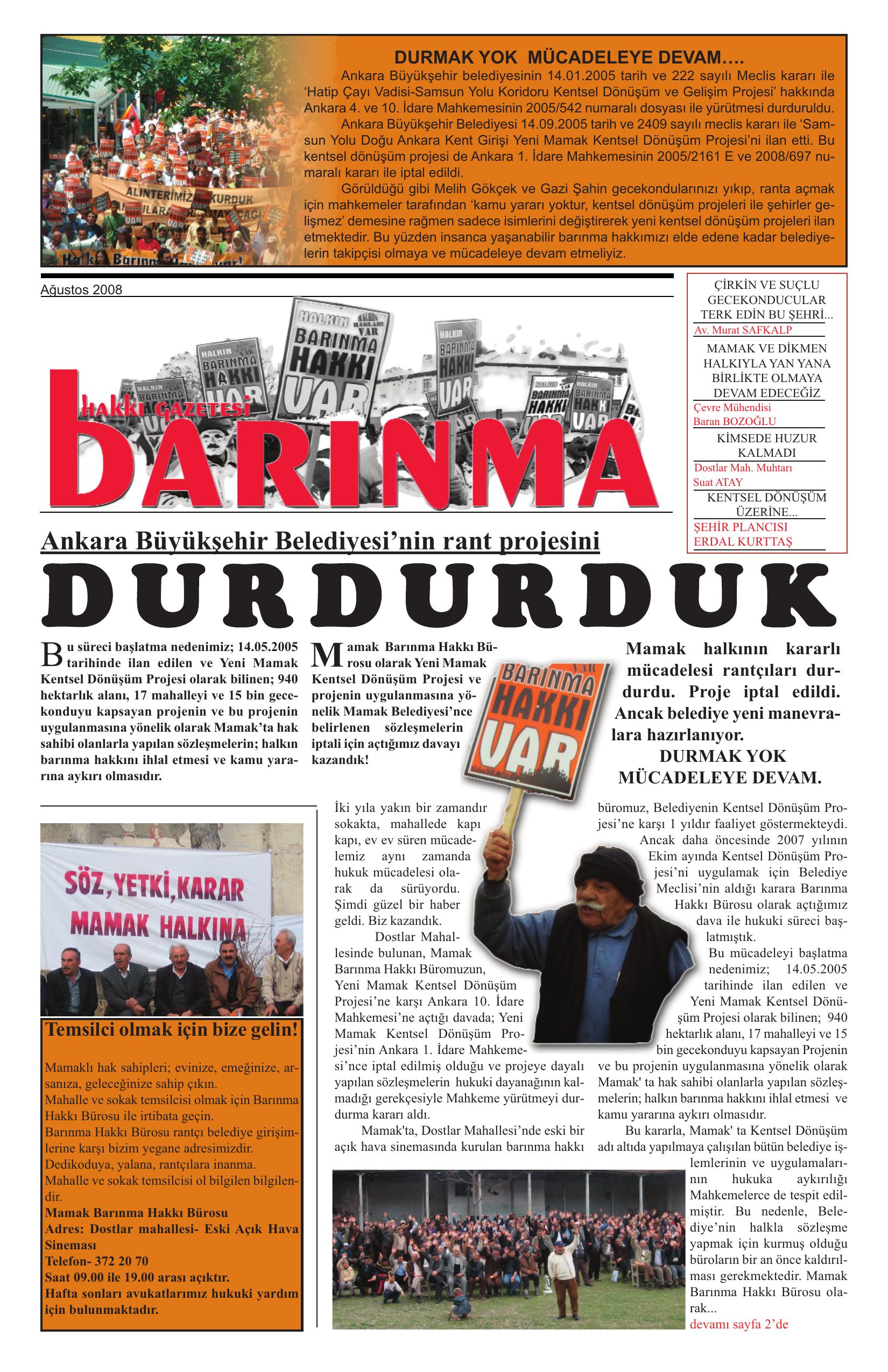 Barınma Hakkı Gazetesi (Sayı: 1)