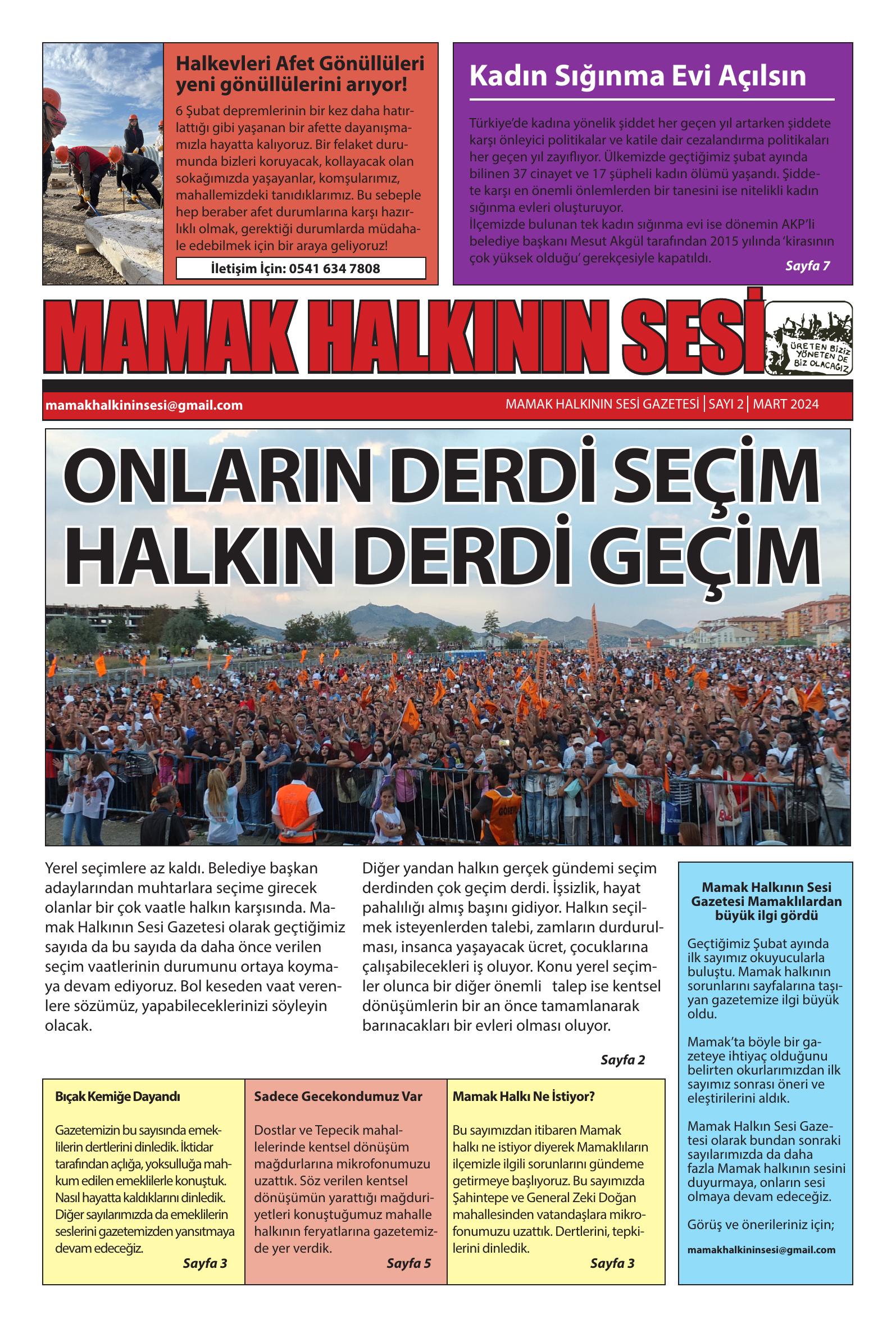 Mamak Halkı’nın Sesi Gazetesi (Sayı: 2)